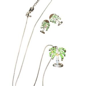 Palm Tree Earrings and Necklace Set
